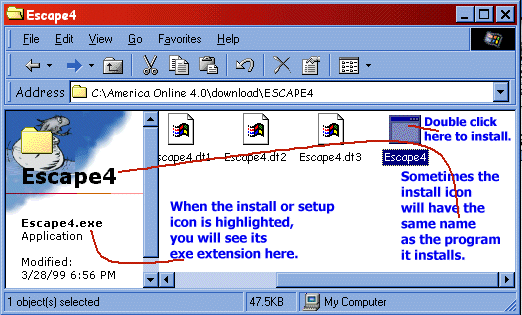 The install icon may have the same name as the program it installs