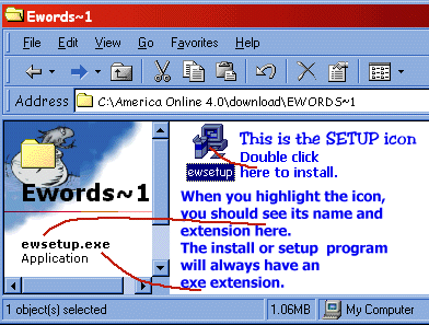 The install or setup icon will always have an exe extension