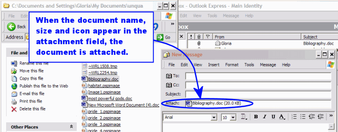 Attached by drag and drop method