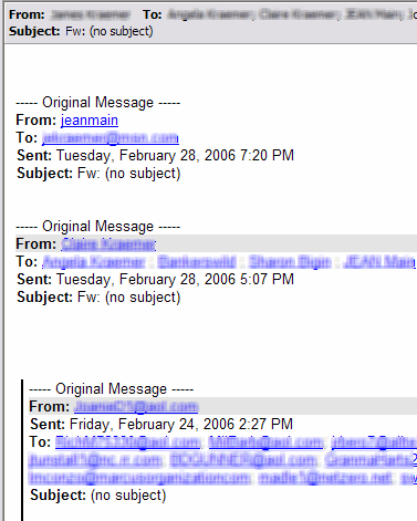 Forwarded email headers